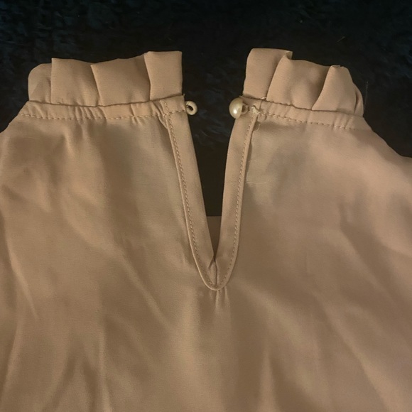 Romwe Women's Elegant Short Sleeve Mock Neck Workwear Blouse Top Shirts - Picture 3 of 3